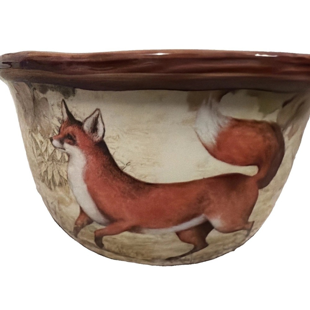 Certified International Susan Winget Red Fox Ceramic Bowl Woodland Nature 5.25"